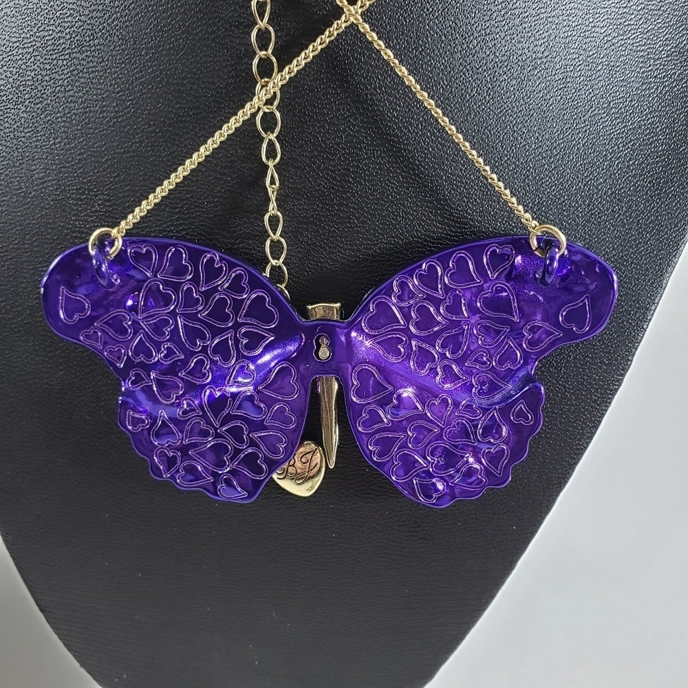 Betsey johnson purple butterfly statement necklace - Picture 5 of 5